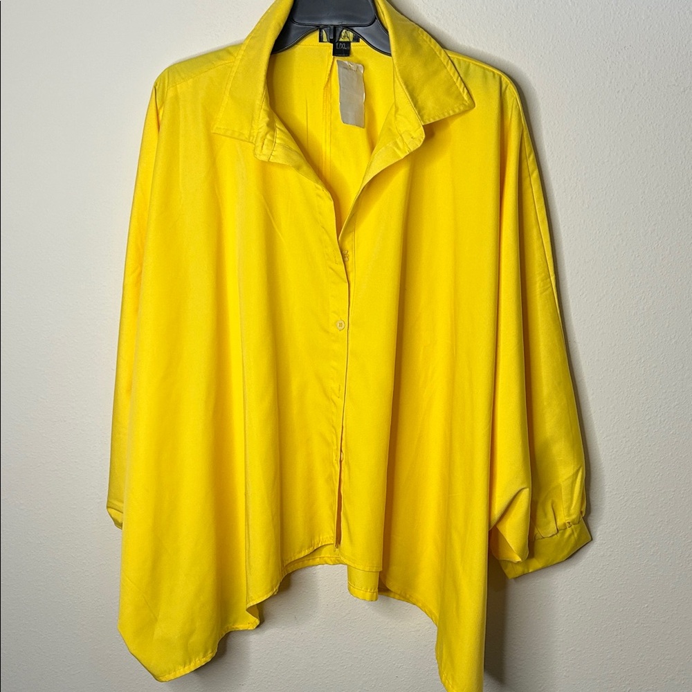 Yellow Draped Button-Front Women's Top